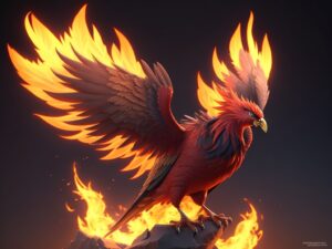 Phoenix bird rise again in fire