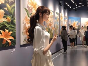 maya in a art gallery, girl in art galary