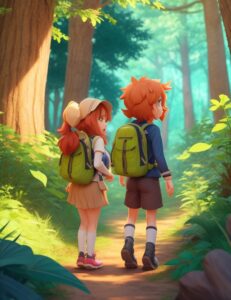 a boy and girl going for jungle trip