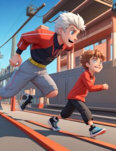 a old athelete train young boy