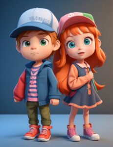 two friend a boy and a girl , anime, cute