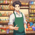 a shopkeeper anime, a young man