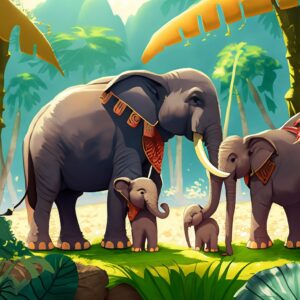 a elephant family, anime