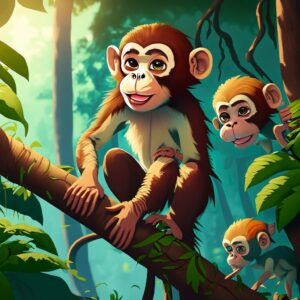 a anime monkey playing, anime
