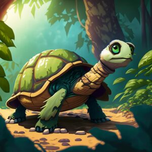 a old tortoise walking